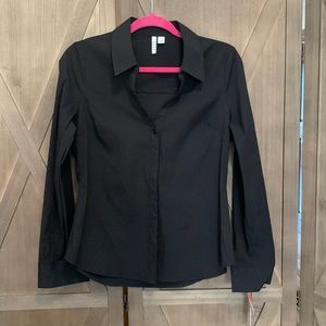 NWT Elle Solid Black Button Down Blouse Workwear size XS